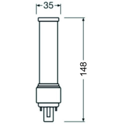 Osram DULUX D LED Kompaktlampe G24d-1, 6W/830, 600lm, 148mm, 3000K, warmweiß, 2-Pin, Ersatz für DULUX D 13W