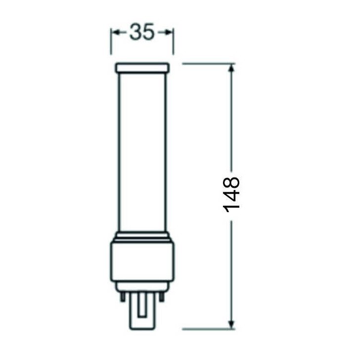 Osram DULUX D LED Kompaktlampe G24d-1, 6W/830, 600lm, 148mm, 3000K, warmweiß, 2-Pin, Ersatz für DULUX D 13W