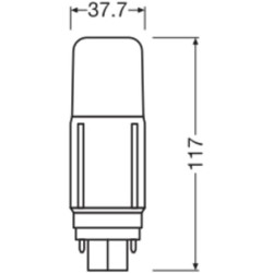 Osram DULUX D VT LED Kompaktlampe G24d, 7.5W/830, 870lm, 117mm, 3000K, warmweiß, 2-Pin, Ersatz für DULUX D-VT 18W