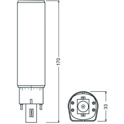 Osram DULUX D/E LED Kompaktlampe G24q-3, 10W/840, 1100lm, 169.8mm, 4000K, kaltweiß, 4-Pin, Ersatz für DULUX D/E 26W