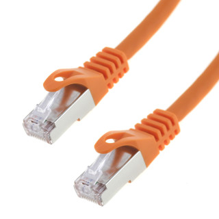 Netzwerkkabel, RJ-45 Stecker - RJ45-Stecker, CAT 7, S/FTP, halogenfrei, orange, 20,0 m