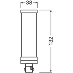 Osram DULUX T LED Kompaktlampe GX24D, 6W/830, 630lm, 132mm, 3000K, warmweiß, 2-Pin, für alte DULUX T 13W