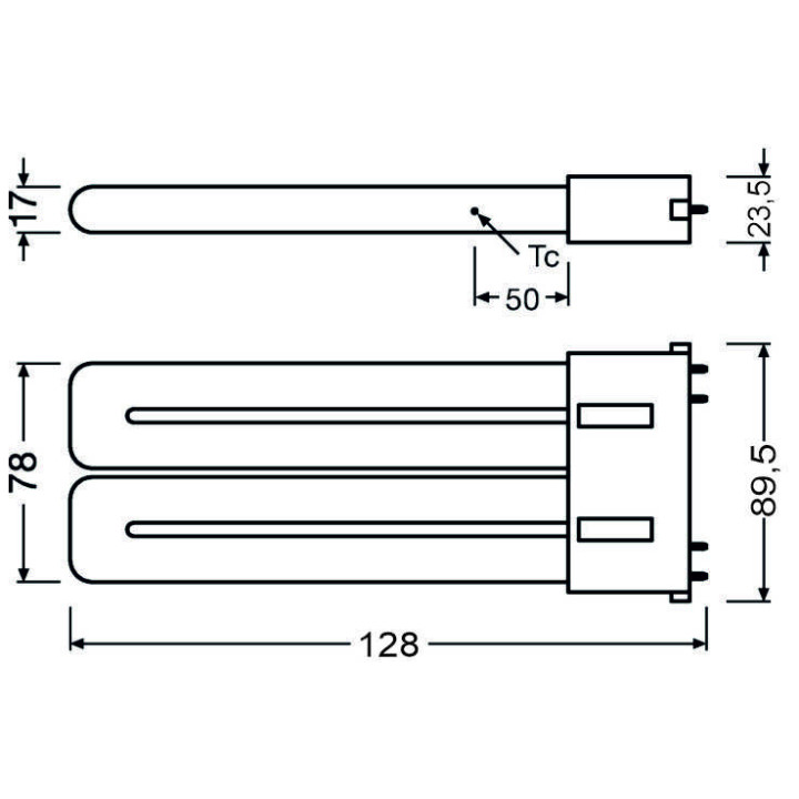 Osram DULUX F LED Kompaktlampe 2G10, 8W/830, 900lm, 125mm, 3000K, warmweiß, 4-Pin, für alte DULUX F 18W