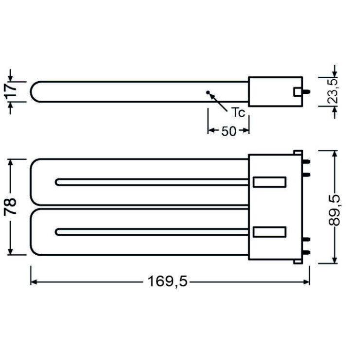 Osram DULUX F LED Kompaktlampe 2G10, 12W/830, 1350lm, 169.5mm, 3000K, warmweiß, 4-Pin, für alte DULUX F 24W