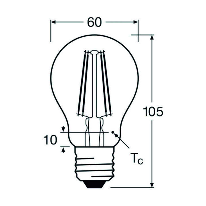 Ledvance Filament LED CLASSIC A60 P, 5.9W/827, 2700K, E27, 806lm, LED-Filament-Glühlampe, warmweiß, klar