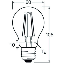 Ledvance Filament LED CLASSIC A60 P, 5.9W/840, 4000K, E27, 806lm, LED-Filament-Glühlampe, kaltweiß, klar