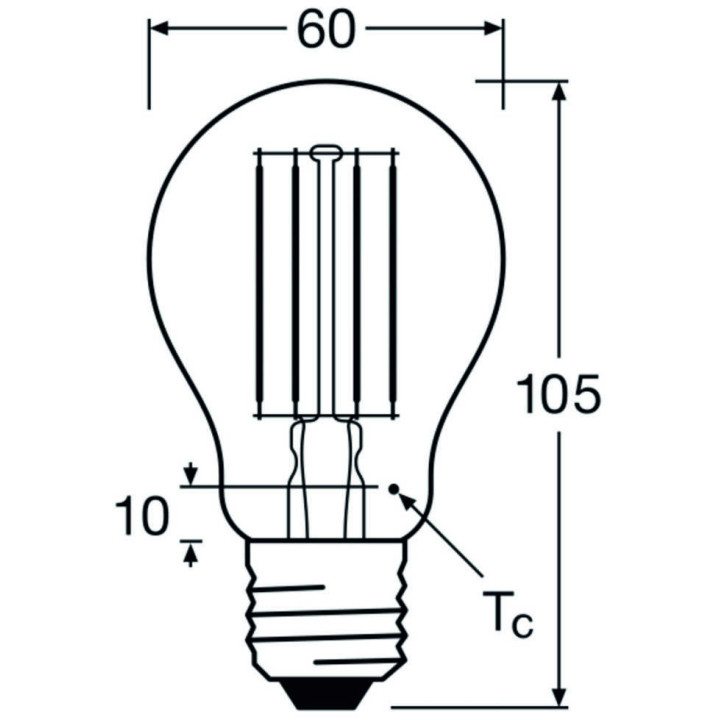 Ledvance Filament LED CLASSIC A75 P, 7,5W/827, 2700K, E27, 1055lm, LED-Filament-Glühlampe, warmweiß, dimmbar, klar