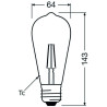 Ledvance Vintage 1906, LED 22, 2.5W/824, 2400K,  E27, 220lm, Edison Kolbenform