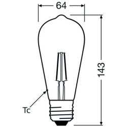 Ledvance Vintage 1906, LED 35, 4W/824, 2400K,  E27, 410lm, Edison Kolbenform