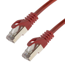 Netzwerkkabel, RJ-45 Stecker - RJ45-Stecker, CAT 7, S/FTP, halogenfrei, rot, 0,25 m