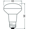 Ledvance LED R63 40 36° P 2.9W/827, E27, 210lm, 2700K, warmweiß, LED-Reflektor 36°