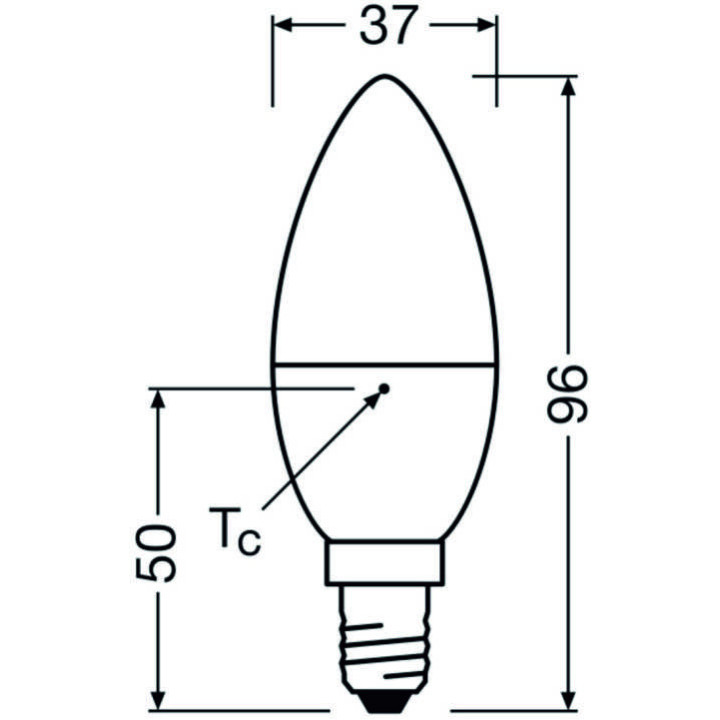 Ledvance CLASSIC B40 P DIM, 4.9W/827, 2700K, E27, 470lm, warmweiß, LED-Minikerze, dimmbar
