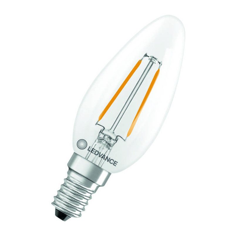 Ledvance Filament LED CLASSIC B25 P, 1.8W/827, 2700K, E14, 250lm, LED-Filament-Glühlampe, warmweiß, klar
