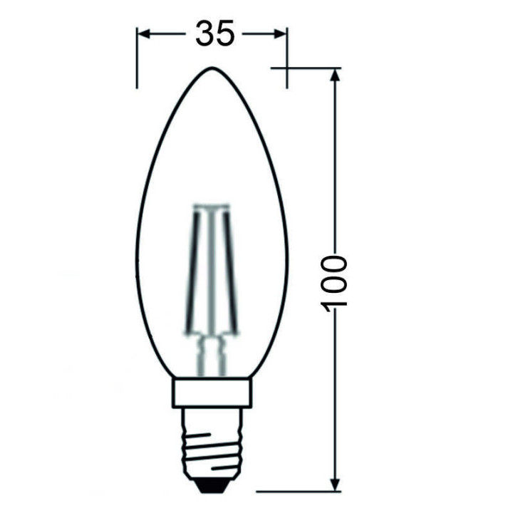 Ledvance Filament LED CLASSIC B25 P, 1.8W/827, 2700K, E14, 250lm, LED-Filament-Glühlampe, warmweiß, klar