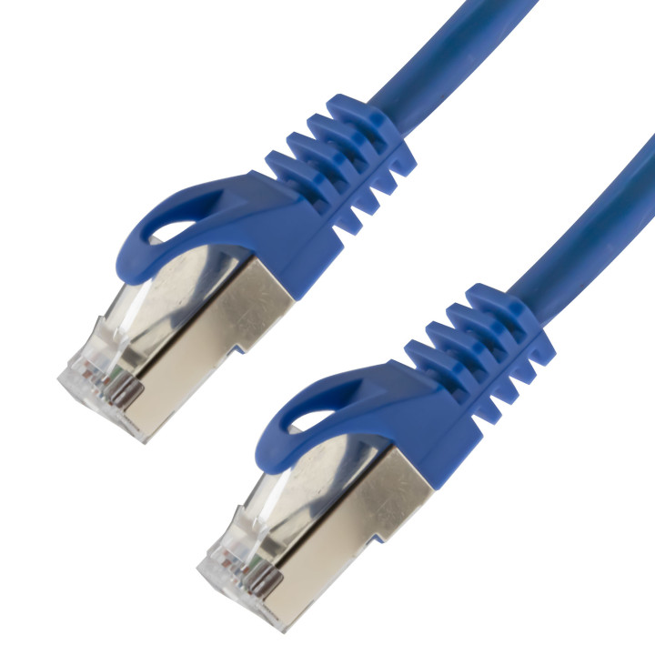 Netzwerkkabel, RJ-45 Stecker - RJ45-Stecker, CAT 7, S/FTP, halogenfrei, blau, 15,0 m