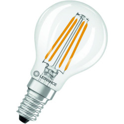 Ledvance Filament LED CLASSIC 40 P, 3.4W/827, 2700K, E14, 470lm, LED-Miniballform, warmweiß, klar