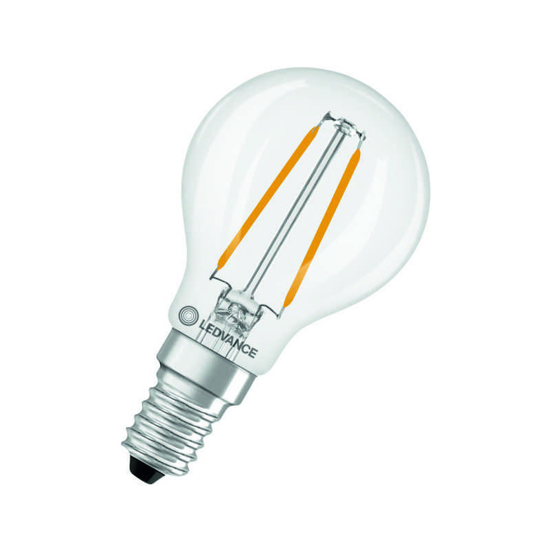 Ledvance Filament LED CLASSIC 25 P, 1.8W/827, 2700K, E14, 250lm, LED-Miniballform, warmweiß, klar