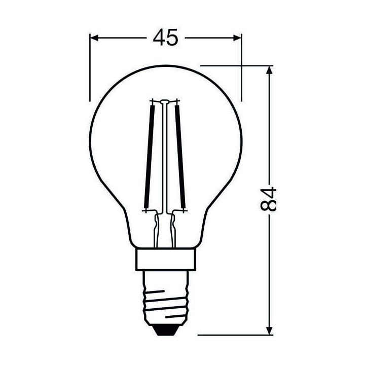Ledvance Filament LED CLASSIC 25 P, 1.8W/827, 2700K, E14, 250lm, LED-Miniballform, warmweiß, klar
