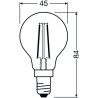 Ledvance Filament LED CLASSIC 25 P, 1.8W/827, 2700K, E14, 250lm, LED-Miniballform, warmweiß, klar