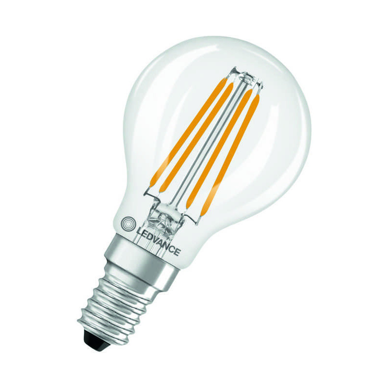 Ledvance Filament LED CLASSIC DIM 40 P, 3.4W/827, 2700K, E14, 470lm, LED-Miniballform, warmweiß, klar, dimmbar