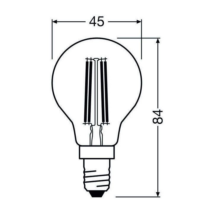 Ledvance Filament LED CLASSIC DIM 40 P, 3.4W/827, 2700K, E14, 470lm, LED-Miniballform, warmweiß, klar, dimmbar